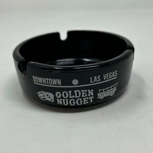 Vtg Golden Nugget Gambling Hall Ashtray Downtown Las Vegas Casino Saloon Black
